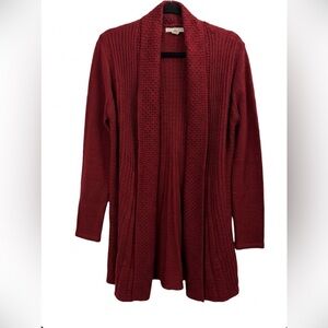 Dana Buchman Maroon Ribbed Open Front Cardigan Size M